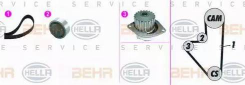 BEHR HELLA Service 8MP 376 815-831 - Водяной насос + комплект зубчатого ремня ГРМ autospares.lv