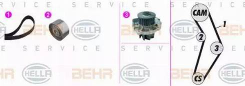 BEHR HELLA Service 8MP 376 816-891 - Водяной насос + комплект зубчатого ремня ГРМ autospares.lv