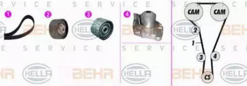 BEHR HELLA Service 8MP 376 816-861 - Водяной насос + комплект зубчатого ремня ГРМ autospares.lv