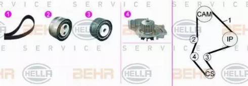 BEHR HELLA Service 8MP 376 816-801 - Водяной насос + комплект зубчатого ремня ГРМ autospares.lv