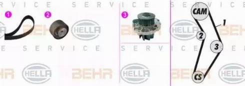 BEHR HELLA Service 8MP 376 816-831 - Водяной насос + комплект зубчатого ремня ГРМ autospares.lv