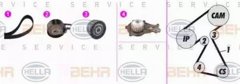 BEHR HELLA Service 8MP 376 816-871 - Водяной насос + комплект зубчатого ремня ГРМ autospares.lv