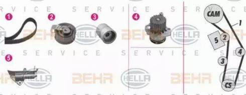 BEHR HELLA Service 8MP 376 810-861 - Водяной насос + комплект зубчатого ремня ГРМ autospares.lv