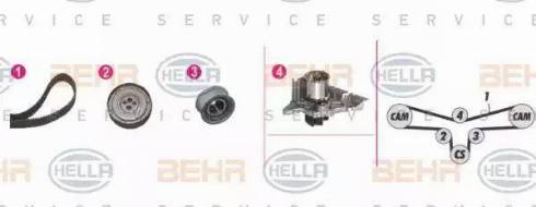 BEHR HELLA Service 8MP 376 810-811 - Водяной насос + комплект зубчатого ремня ГРМ autospares.lv