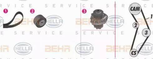 BEHR HELLA Service 8MP 376 810-881 - Водяной насос + комплект зубчатого ремня ГРМ autospares.lv