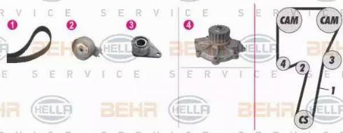 BEHR HELLA Service 8MP 376 810-831 - Водяной насос + комплект зубчатого ремня ГРМ autospares.lv