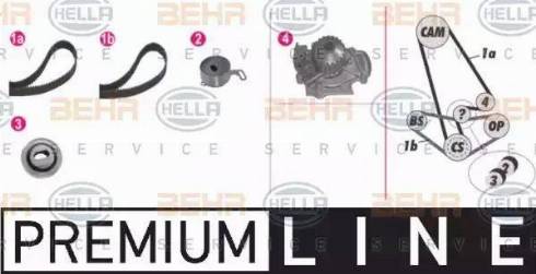 BEHR HELLA Service 8MP 376 810-821 - Водяной насос + комплект зубчатого ремня ГРМ autospares.lv