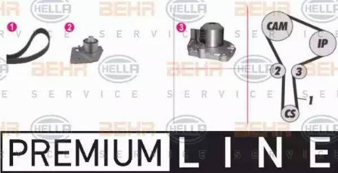 BEHR HELLA Service 8MP 376 810-871 - Водяной насос + комплект зубчатого ремня ГРМ autospares.lv