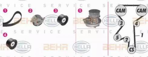 BEHR HELLA Service 8MP 376 811-801 - Водяной насос + комплект зубчатого ремня ГРМ autospares.lv