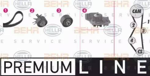 BEHR HELLA Service 8MP 376 811-881 - Водяной насос + комплект зубчатого ремня ГРМ autospares.lv