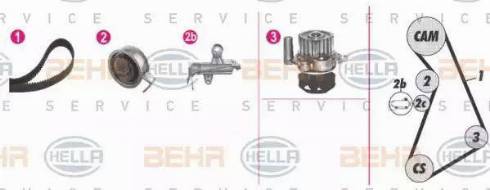 BEHR HELLA Service 8MP 376 811-831 - Водяной насос + комплект зубчатого ремня ГРМ autospares.lv