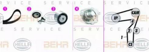 BEHR HELLA Service 8MP 376 818-841 - Водяной насос + комплект зубчатого ремня ГРМ autospares.lv