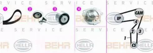 BEHR HELLA Service 8MP 376 818-851 - Водяной насос + комплект зубчатого ремня ГРМ autospares.lv