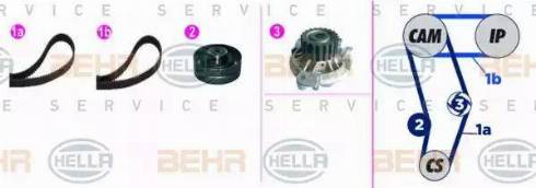 BEHR HELLA Service 8MP 376 818-801 - Водяной насос + комплект зубчатого ремня ГРМ autospares.lv