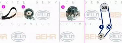 BEHR HELLA Service 8MP 376 818-811 - Водяной насос + комплект зубчатого ремня ГРМ autospares.lv