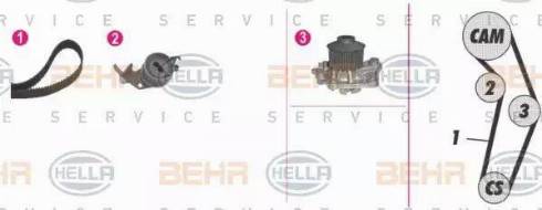 BEHR HELLA Service 8MP 376 813-841 - Водяной насос + комплект зубчатого ремня ГРМ autospares.lv