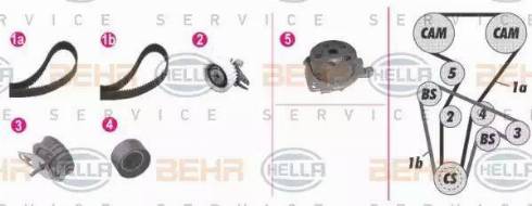 BEHR HELLA Service 8MP 376 813-801 - Водяной насос + комплект зубчатого ремня ГРМ autospares.lv