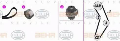 BEHR HELLA Service 8MP 376 813-881 - Водяной насос + комплект зубчатого ремня ГРМ autospares.lv