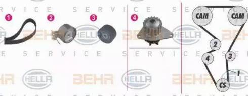 BEHR HELLA Service 8MP 376 813-831 - Водяной насос + комплект зубчатого ремня ГРМ autospares.lv