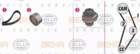 BEHR HELLA Service 8MP 376 813-871 - Водяной насос + комплект зубчатого ремня ГРМ autospares.lv