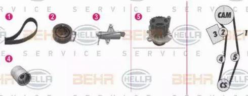 BEHR HELLA Service 8MP 376 812-891 - Водяной насос + комплект зубчатого ремня ГРМ autospares.lv