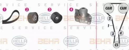 BEHR HELLA Service 8MP 376 812-851 - Водяной насос + комплект зубчатого ремня ГРМ autospares.lv