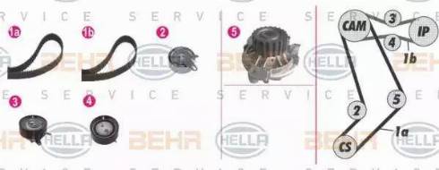 BEHR HELLA Service 8MP 376 812-801 - Водяной насос + комплект зубчатого ремня ГРМ autospares.lv