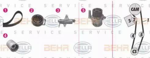 BEHR HELLA Service 8MP 376 812-881 - Водяной насос + комплект зубчатого ремня ГРМ autospares.lv