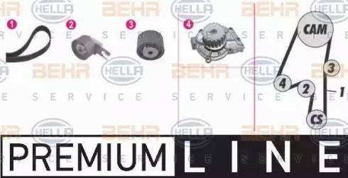 BEHR HELLA Service 8MP 376 812-871 - Водяной насос + комплект зубчатого ремня ГРМ autospares.lv