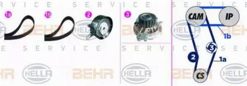 BEHR HELLA Service 8MP 376 817-891 - Водяной насос + комплект зубчатого ремня ГРМ autospares.lv