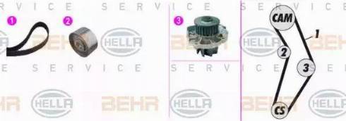 BEHR HELLA Service 8MP 376 817-801 - Водяной насос + комплект зубчатого ремня ГРМ autospares.lv
