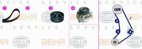 BEHR HELLA Service 8MP 376 817-881 - Водяной насос + комплект зубчатого ремня ГРМ autospares.lv