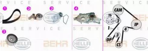 BEHR HELLA Service 8MP 376 817-871 - Водяной насос + комплект зубчатого ремня ГРМ autospares.lv
