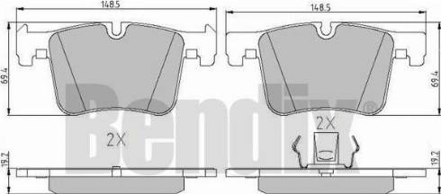 BENDIX 510950 - Тормозные колодки, дисковые, комплект autospares.lv