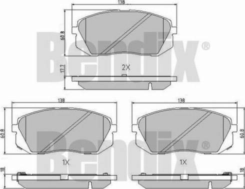 BENDIX 510921 - Тормозные колодки, дисковые, комплект autospares.lv