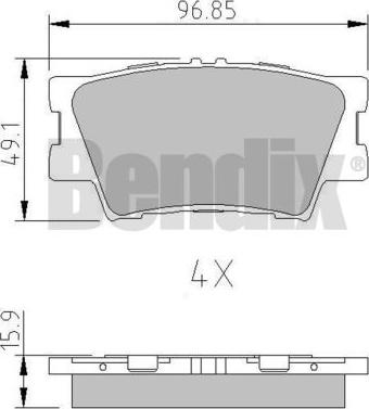 BENDIX 510496 - Тормозные колодки, дисковые, комплект autospares.lv