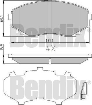 BENDIX 510441 - Тормозные колодки, дисковые, комплект autospares.lv