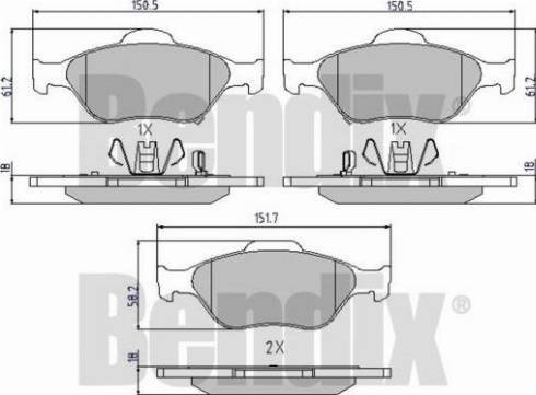 BENDIX 510454 - Тормозные колодки, дисковые, комплект autospares.lv