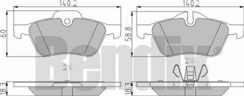 BENDIX 510455 - Тормозные колодки, дисковые, комплект autospares.lv