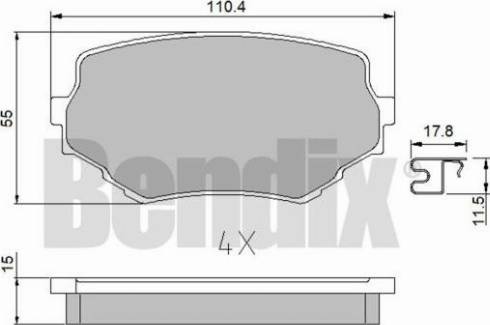 BENDIX 510451 - Тормозные колодки, дисковые, комплект autospares.lv