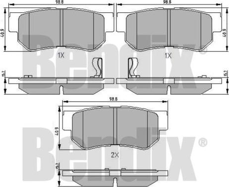 BENDIX 510419 - Тормозные колодки, дисковые, комплект autospares.lv