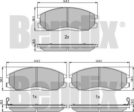 BENDIX 510418 - Тормозные колодки, дисковые, комплект autospares.lv