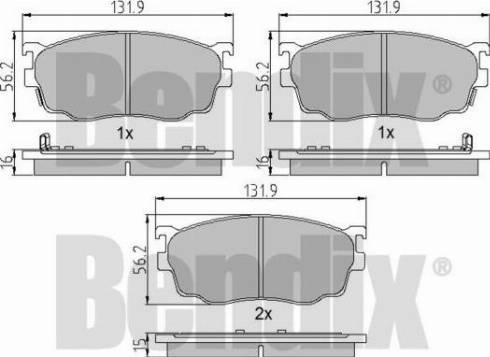 BENDIX 510417 - Тормозные колодки, дисковые, комплект autospares.lv