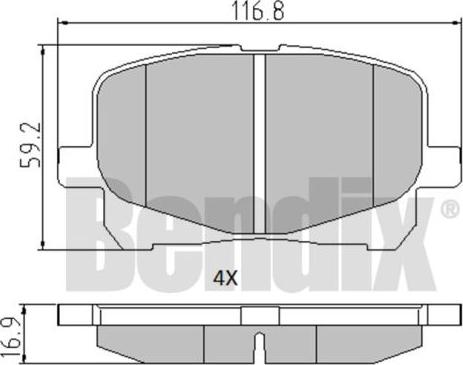 BENDIX 510476 - Тормозные колодки, дисковые, комплект autospares.lv