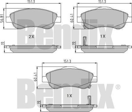 BENDIX 510599 - Тормозные колодки, дисковые, комплект autospares.lv