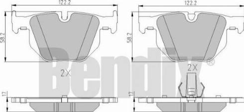 BENDIX 510596 - Тормозные колодки, дисковые, комплект autospares.lv