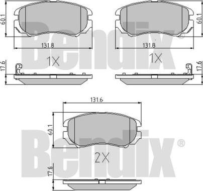 BENDIX 510542 - Тормозные колодки, дисковые, комплект autospares.lv