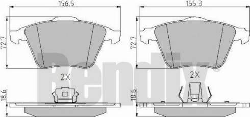 BENDIX 510554 - Тормозные колодки, дисковые, комплект autospares.lv