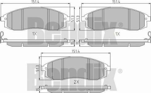 BENDIX 510552 - Тормозные колодки, дисковые, комплект autospares.lv