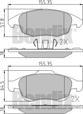 BENDIX 510565 - Тормозные колодки, дисковые, комплект autospares.lv